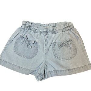 Zara | Kids Soft Blue Denim Shorts with Bow Pockets- Size 18-24 months
